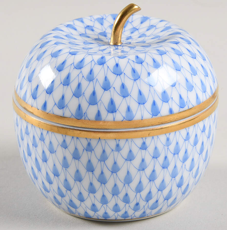 Boxes Apple Shaped Box-Blue - No Box by Herend-1