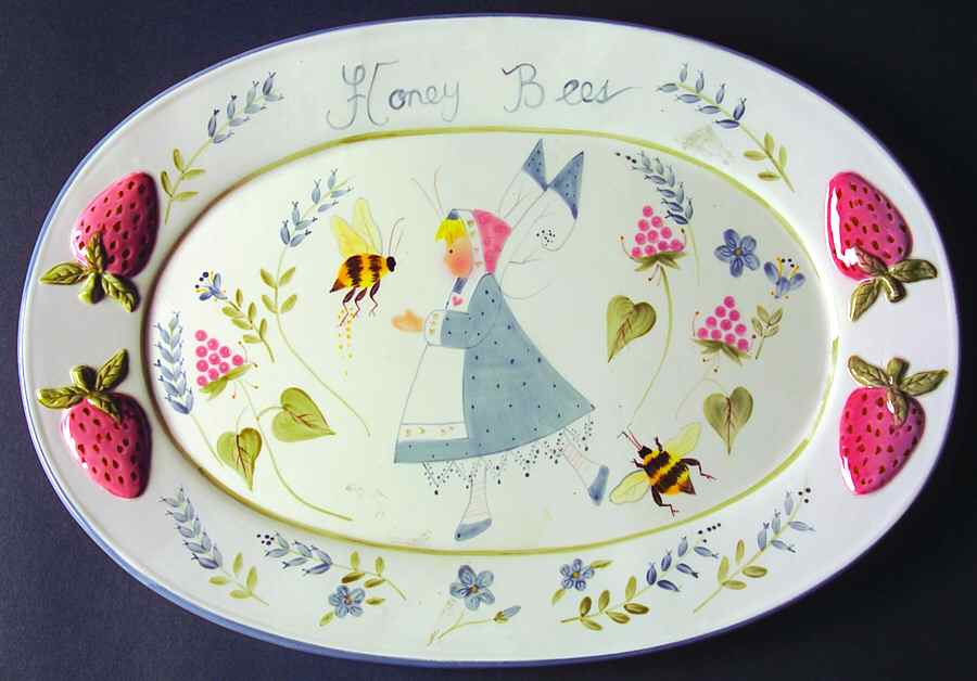 Honey Bees 14" Oval Serving Platter by House of Hatten-1