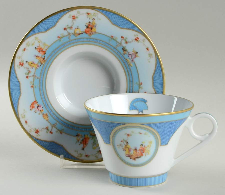 Eventails Orient Footed Cup & Saucer Set by Haviland-1