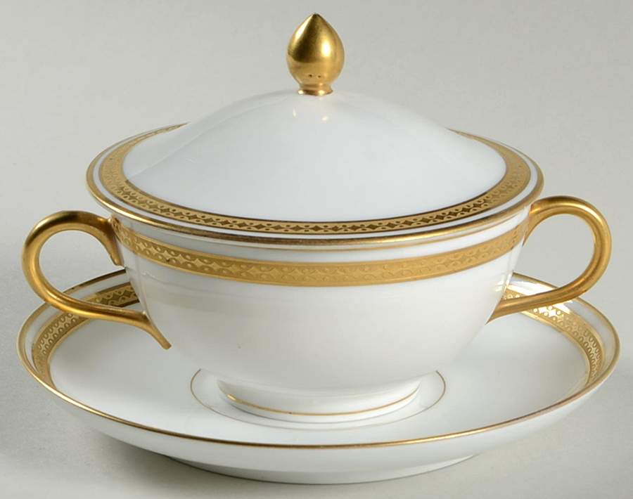 H3794 Flat Bouillon Cup and Saucer with Lid by Haviland-1