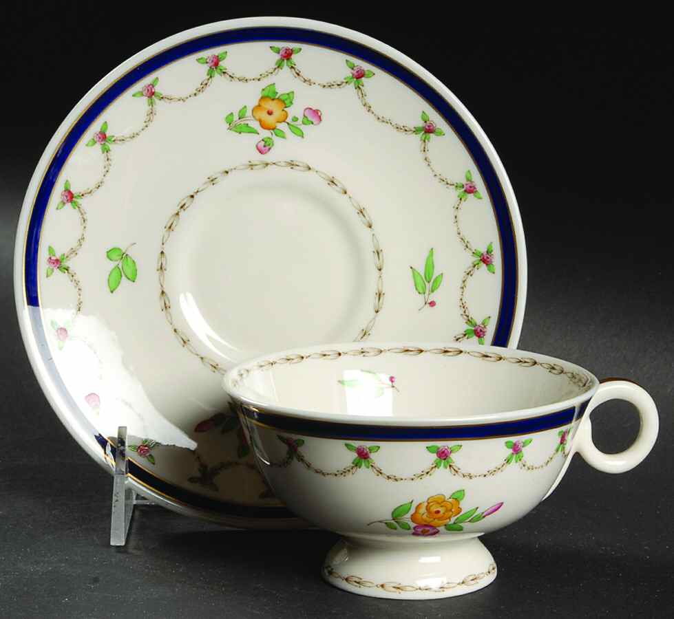 Bryn Mawr Footed Cup & Saucer Set by Haviland-1