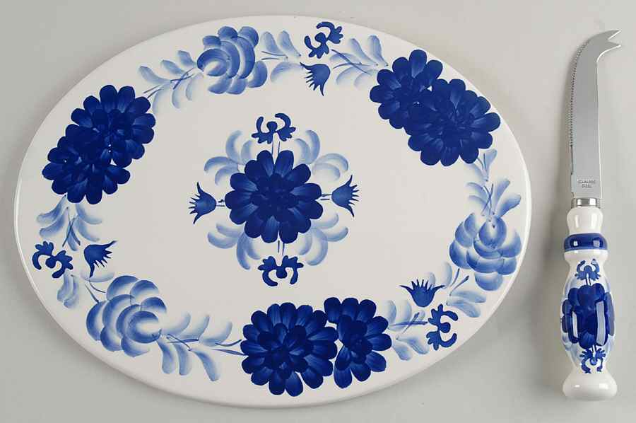 Flower Cheese Tray & Knife Set by Kent Pottery-1