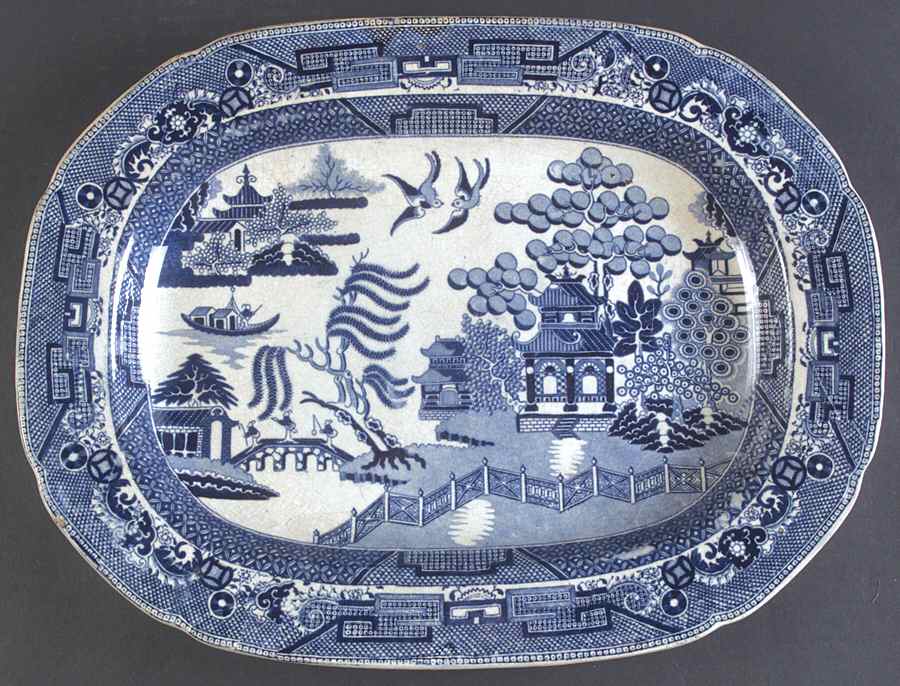 Willow Blue 15" Oval Serving Platter by Harley & Co.-1