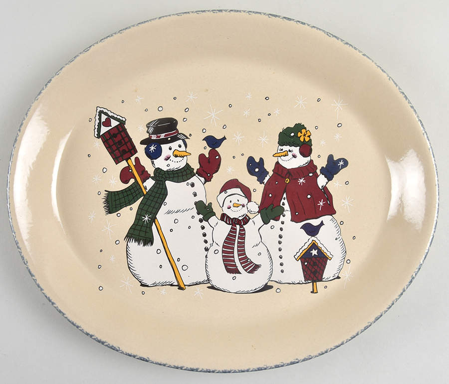 Snowman 12" Oval Serving Platter by Home & Garden Party-1