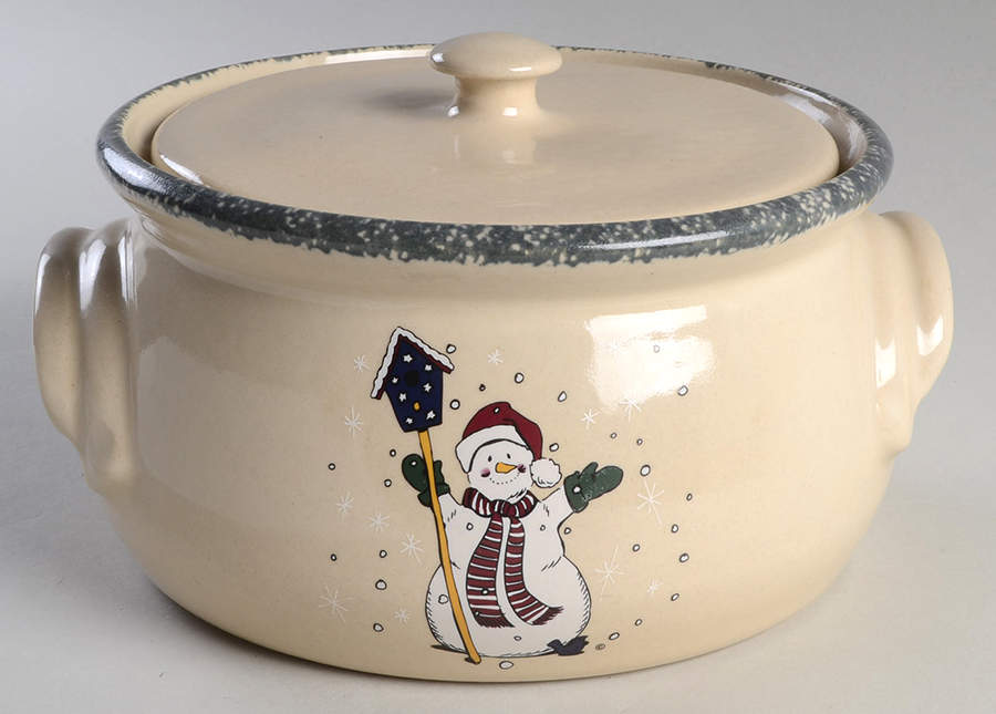Snowman 2 Qt Round Covered Casserole by Home & Garden Party-1