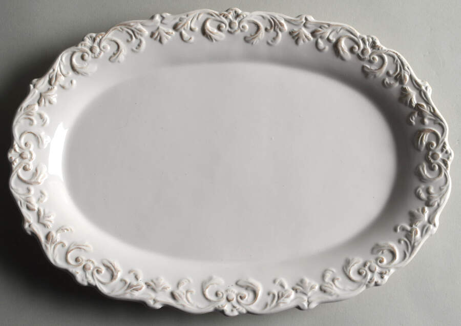 Madison Collection Antique White 12" Oval Serving Platter by Home Essentials-1