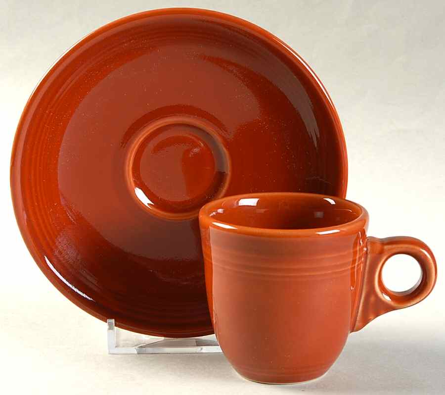 Fiesta Paprika (Intro 2010) Flat Demitasse Cup & Saucer Set by Homer Laughlin -1