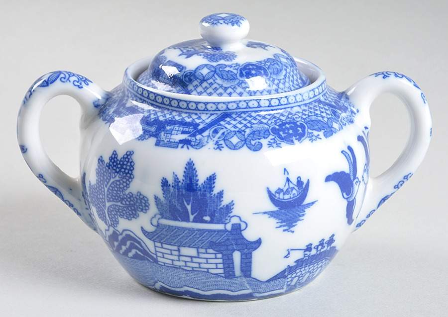 Blue Willow Mini Sugar Bowl & Lid by Harold Import Comp-1