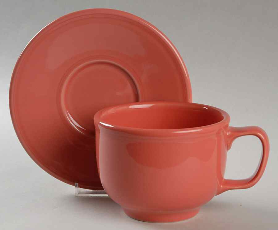 Fiesta Flamingo (Intro 2012) Jumbo Cup & Saucer Set by Homer Laughlin -1