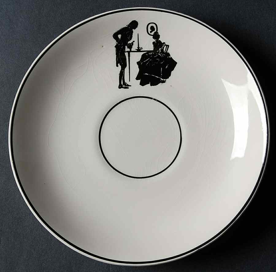 Colonial Lady (Smooth) Black Trim Saucer by Harker-1