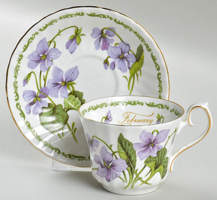Flower of the Month Flat Cup & Saucer Set by House of Global Art-1