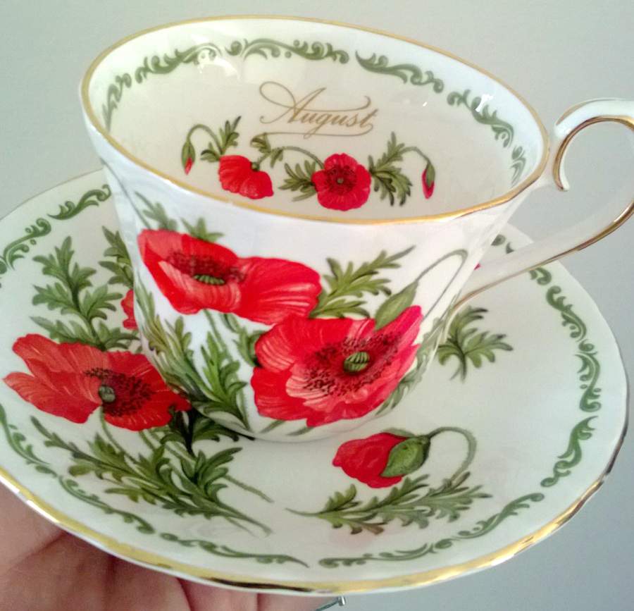 Flower of the Month Flat Cup & Saucer Set by House of Global Art-1