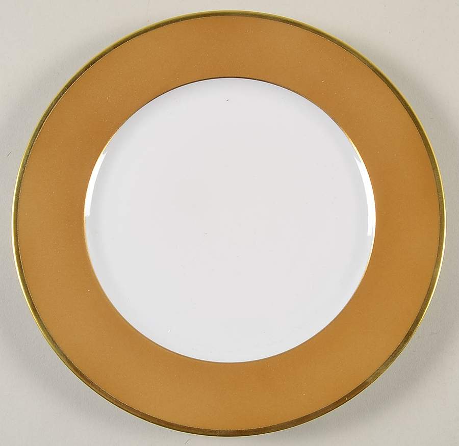 Color Block Gold Bronze Salad/Dessert Plate by Haviland-1