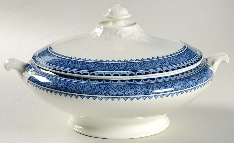 Princess Blue (No Gold) Round Covered Vegetable by Wm Hulme-1