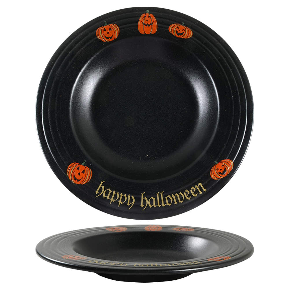 Fiesta Trio of Happy Pumpkins 12" Individual Pasta Bowl by Homer Laughlin -1