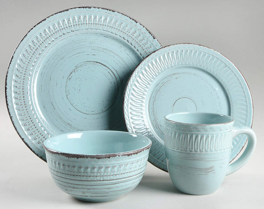 Cosenza Aqua 4 Piece Place Setting by Home Essentials-1