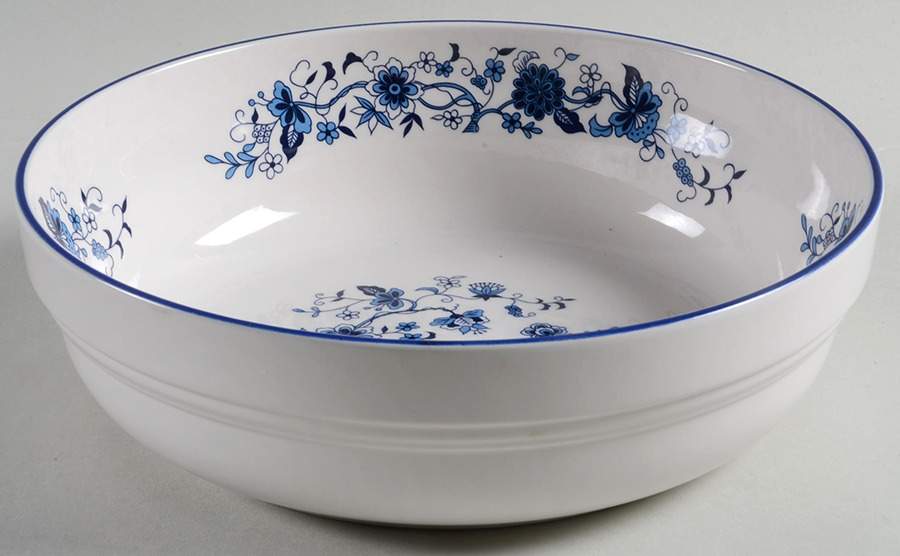 Seine Blue (Smooth, Blue Trim) 9" Round Vegetable Bowl by Hankook-1