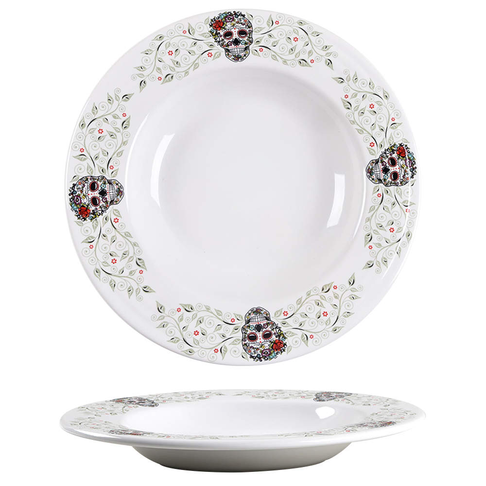 Fiesta Skull and Vine Sugar 12" Individual Pasta Bowl by Homer Laughlin -1