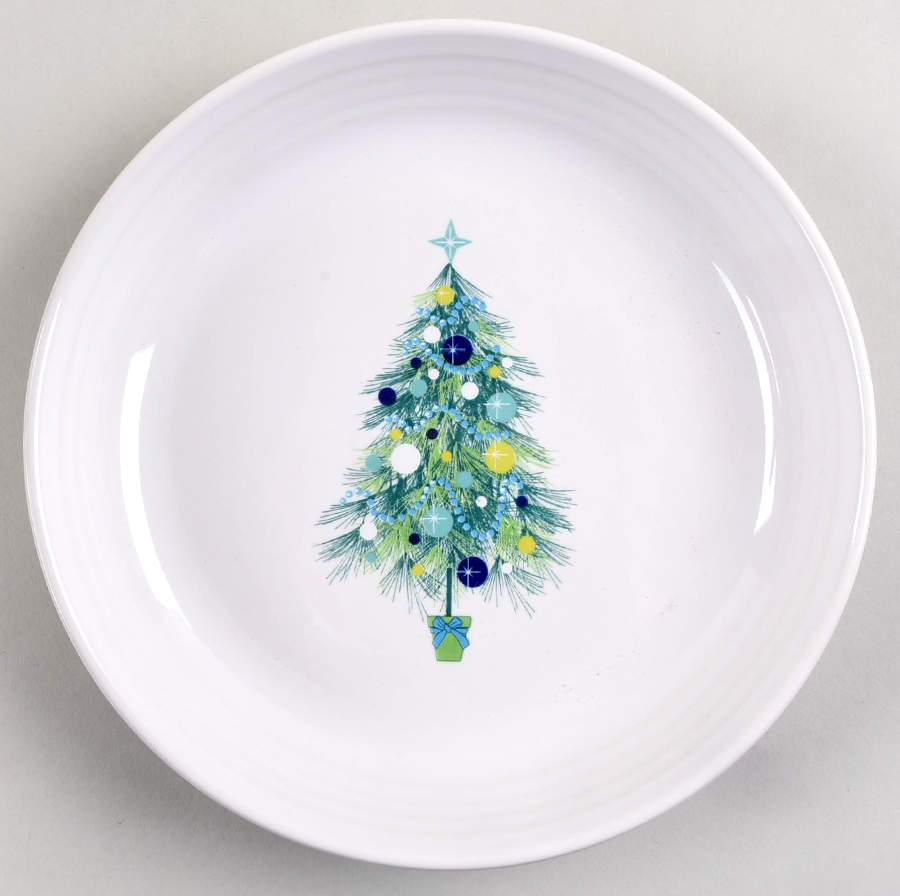 Fiesta Blue Christmas Tree Luncheon/Salad Bowl by Homer Laughlin -1