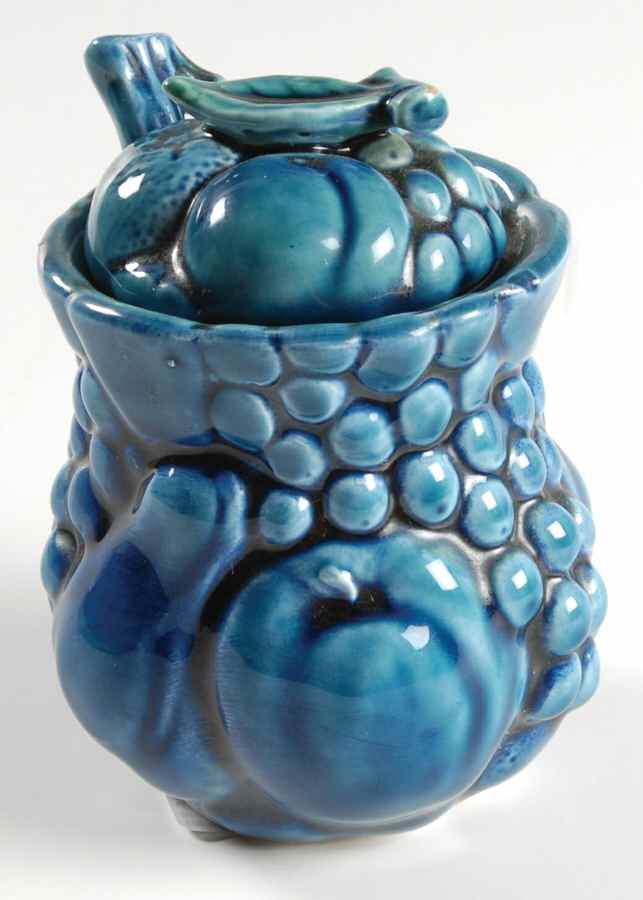 Mood Indigo Blue Condiment Jar & Lid w/Spoon by Inarco (Japan)-1