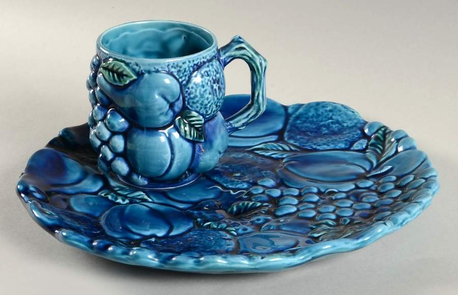 Mood Indigo Blue Snack Plate & Cup Set by Inarco (Japan)-1