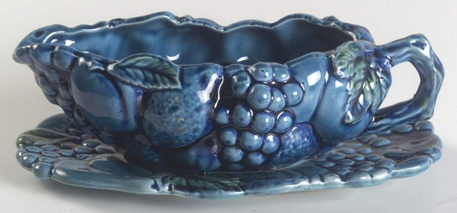 Mood Indigo Blue Gravy Boat with Attached Underplate by Inarco (Japan)-1