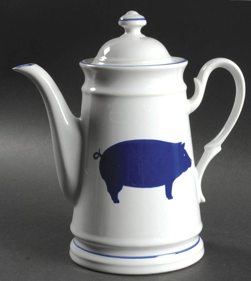 Country Blue Coffee Pot & Lid by International House-1