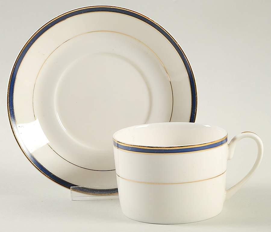 Aristocrat Blue Flat Cup & Saucer Set by International-1