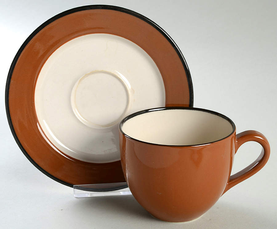 Colors of Celebration Terra Cotta Flat Cup & Saucer Set by International-1