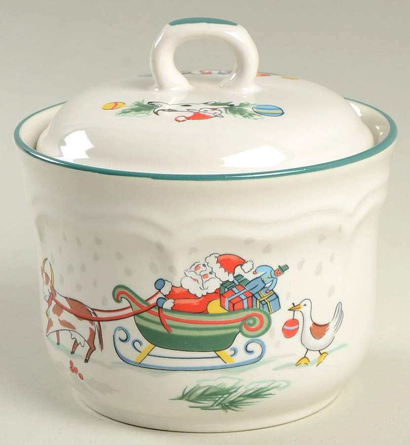 Country Christmas Sugar Bowl & Lid by International-1