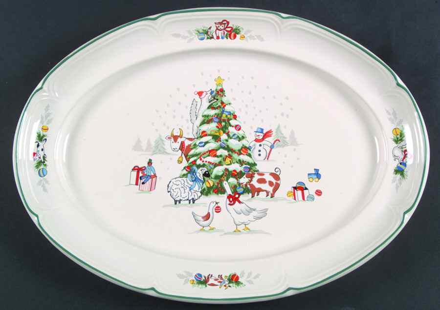 Country Christmas 14" Oval Serving Platter by International-1