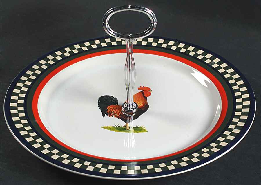 Ella's Rooster Round Serving Plate with Center Handle (Dp) Hc by International-1