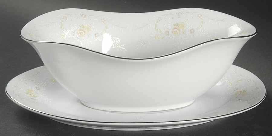 Promise (Platinum Trim) Gravy Boat & Underplate by International-1