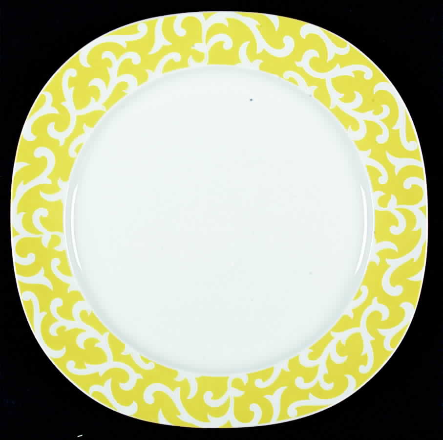 Vista Yellow and White Dinner Plate by International-1