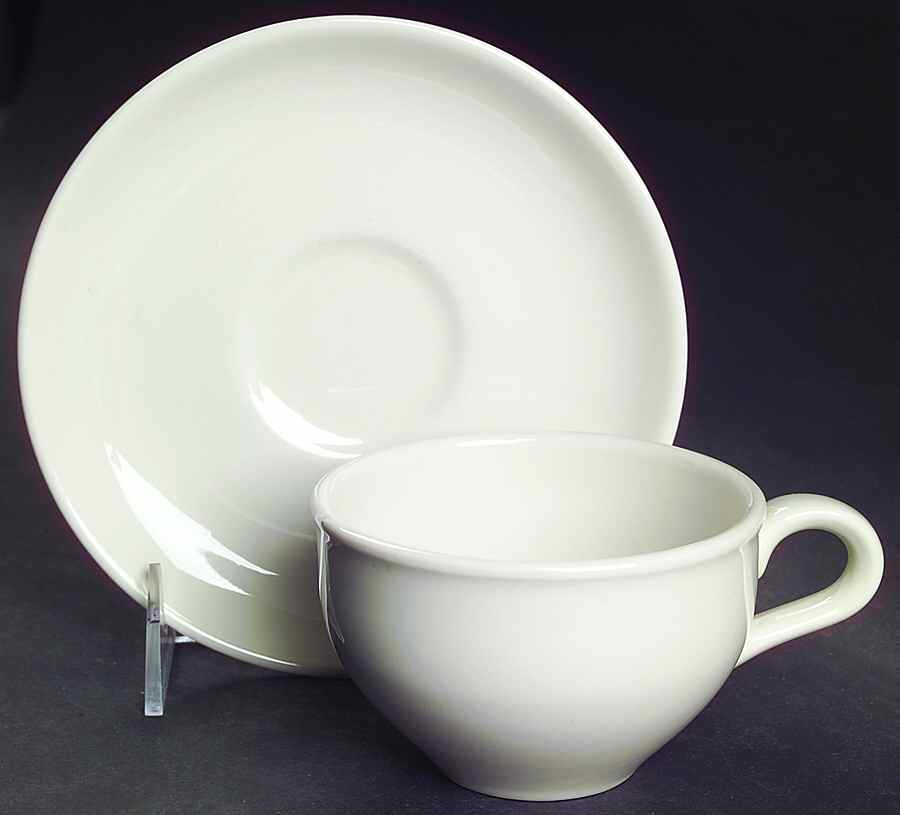 Casual White Flat Cup & Saucer Set by Iroquois-1