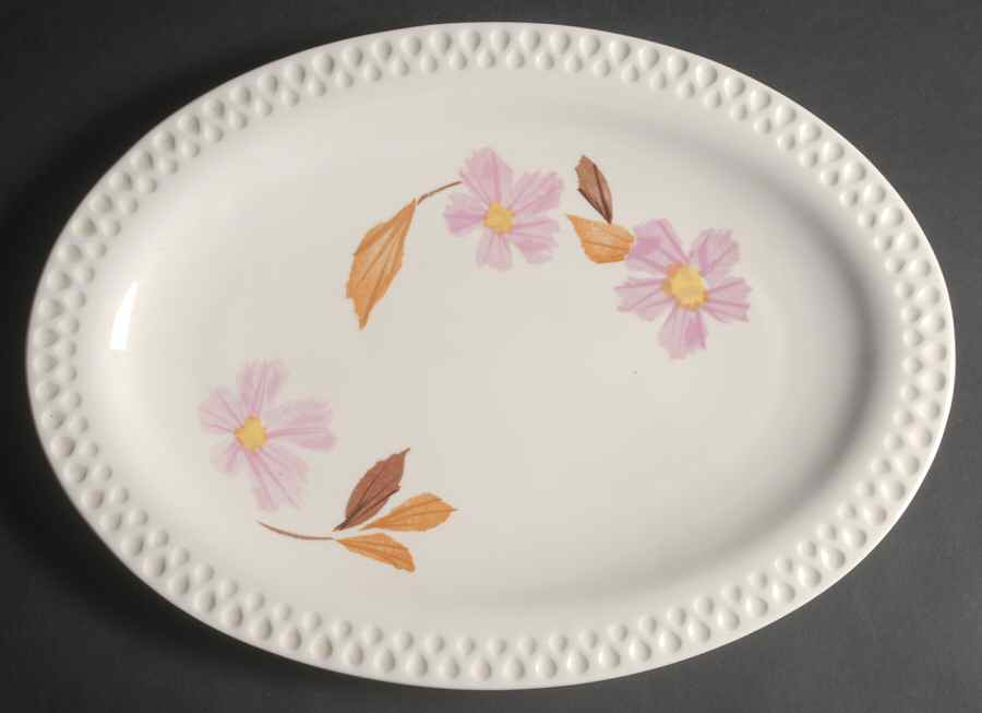 Painted Daisy Pink 15" Oval Serving Platter by Iroquois-1