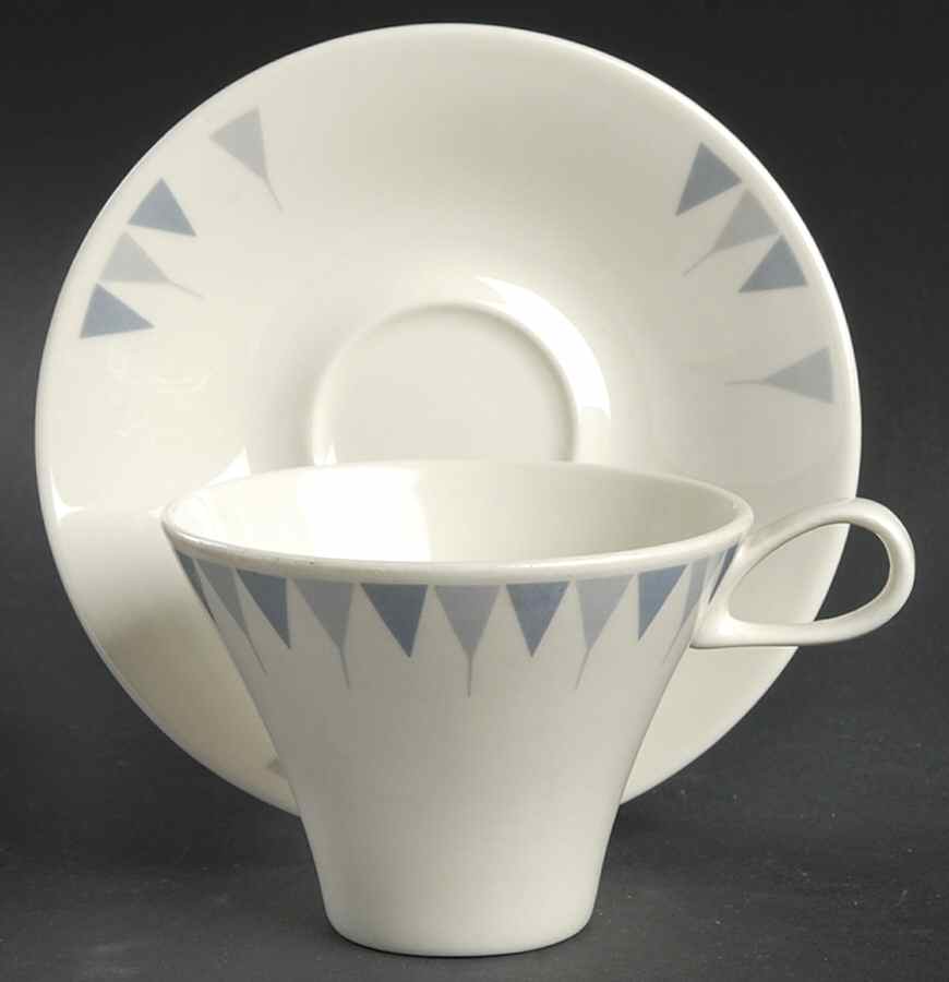 Pyramids Flat Cup & Saucer Set by Iroquois-1