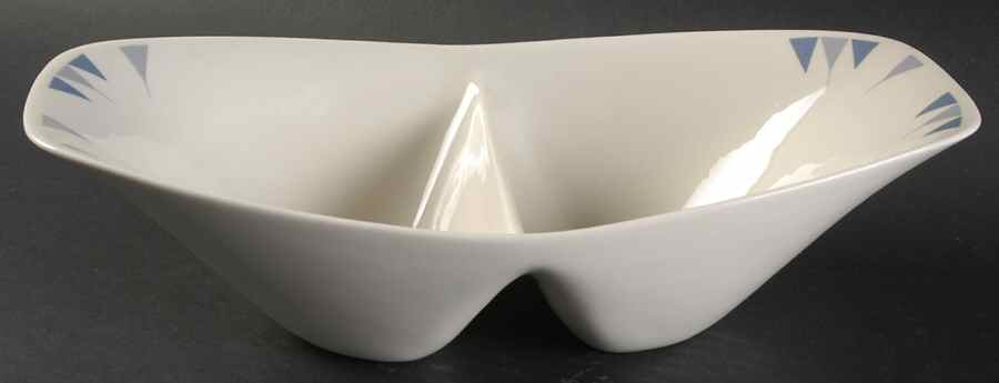 Pyramids 12" Oval Divided Vegetable Bowl by Iroquois-1