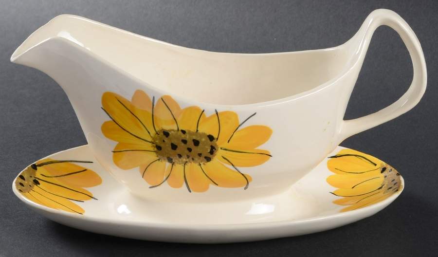 Sunflower Gravy Boat with Attached Underplate by Island Worcester-1