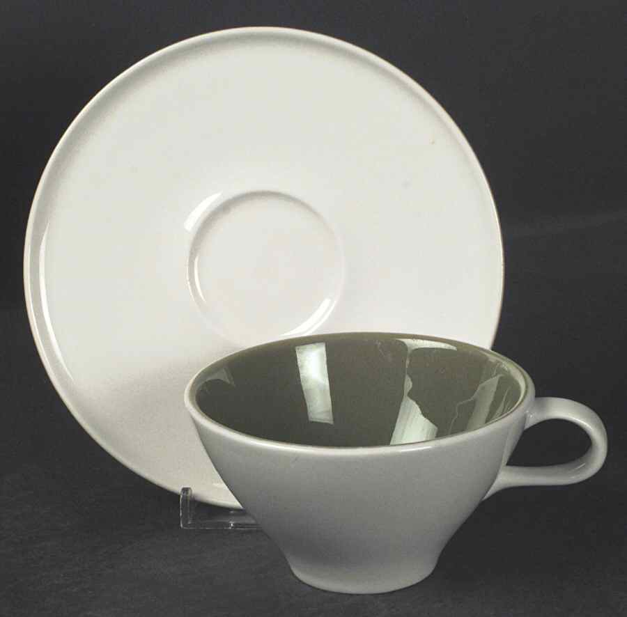 Accent Olive Green Flat Cup & Saucer Set by Iroquois-1