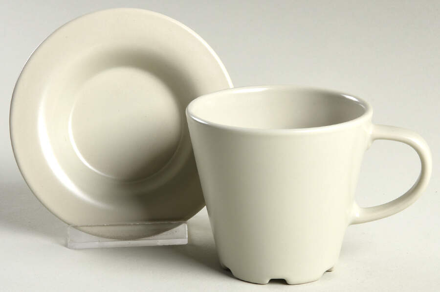 Dinera Beige (Pale Green) Flat Cup & Saucer Set by Ikea China-1