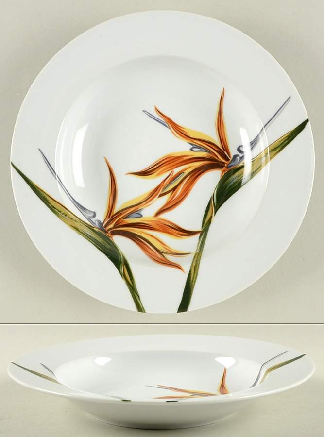 Elegant Bird of Paradise Rim Soup Bowl by Island Plantations-1