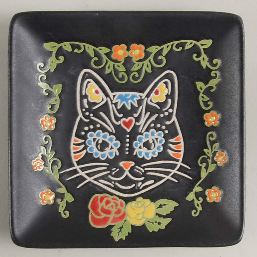 Calvin Sugar Skull-Day of the Dead Square Appetizer Plate by In Homestylez-1