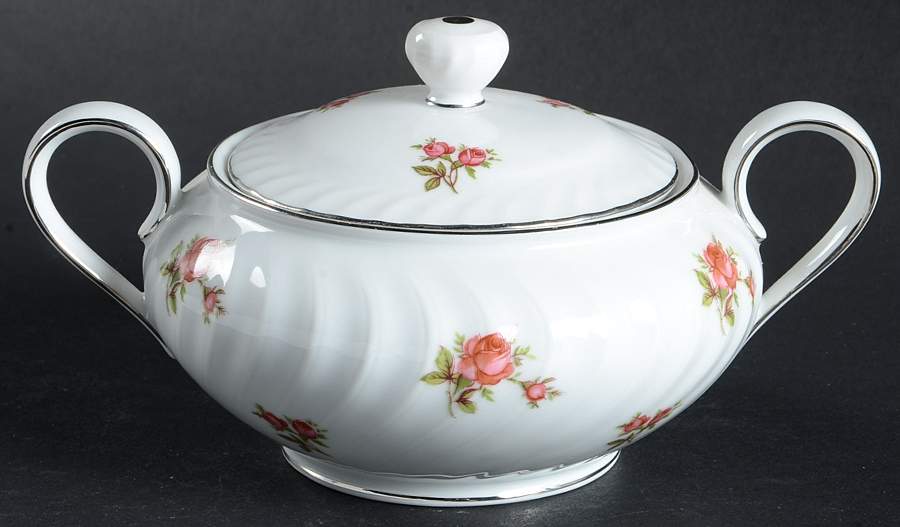 Rosemarie (Swirl Edge, Platinum Trim) Sugar Bowl & Lid by Jaeger-1