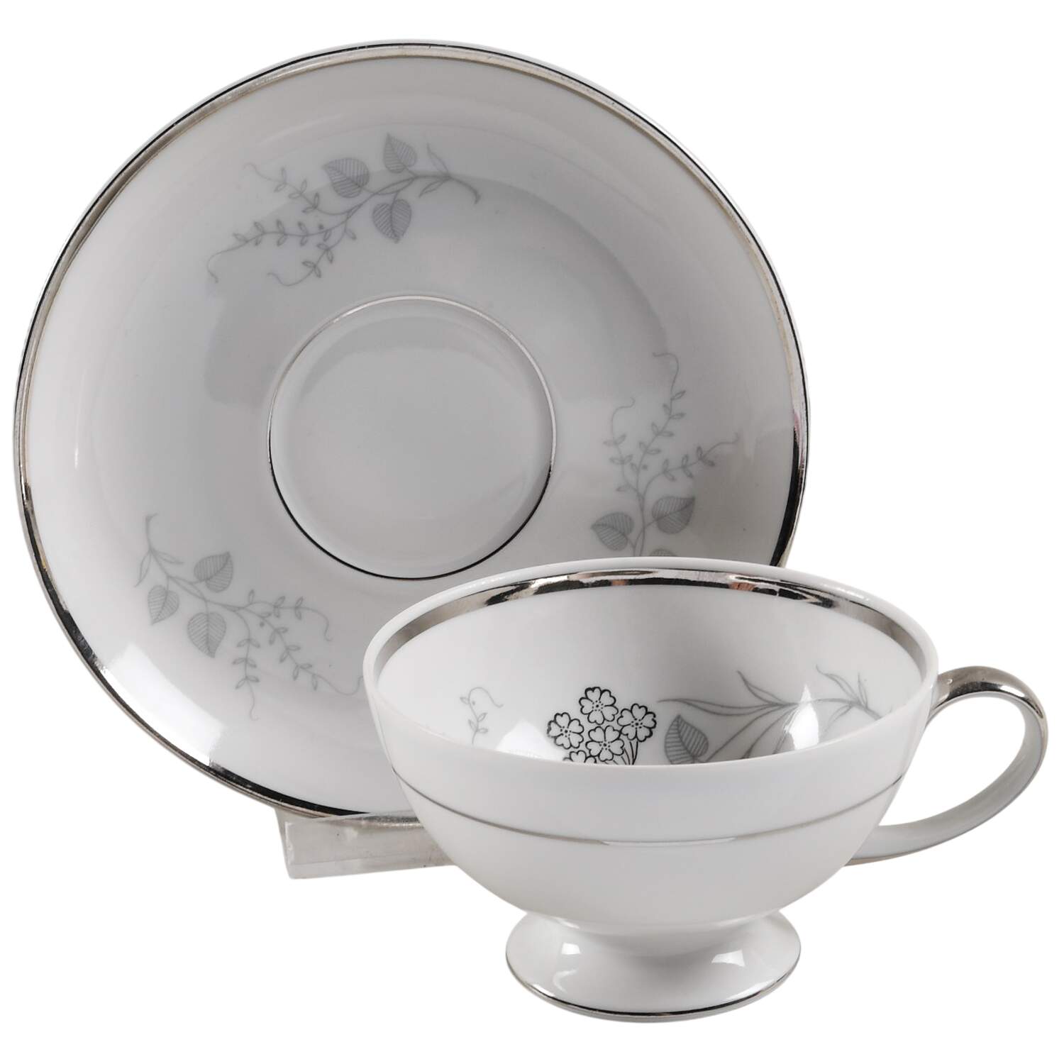 Silver Glory Footed Cup & Saucer Set by Jaeger-1