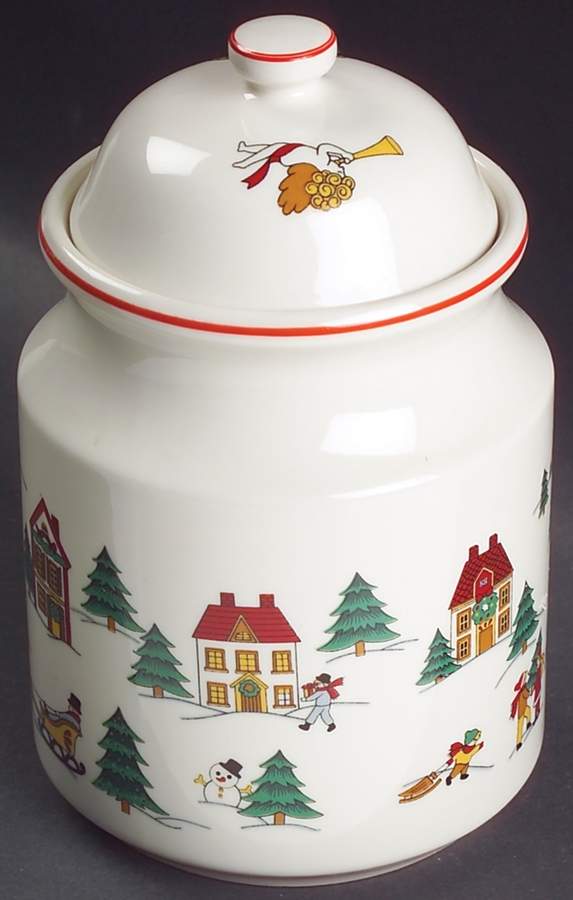 The Joy of Christmas (Smooth, Red Trim) Candy Jar & Lid by Jamestown-1