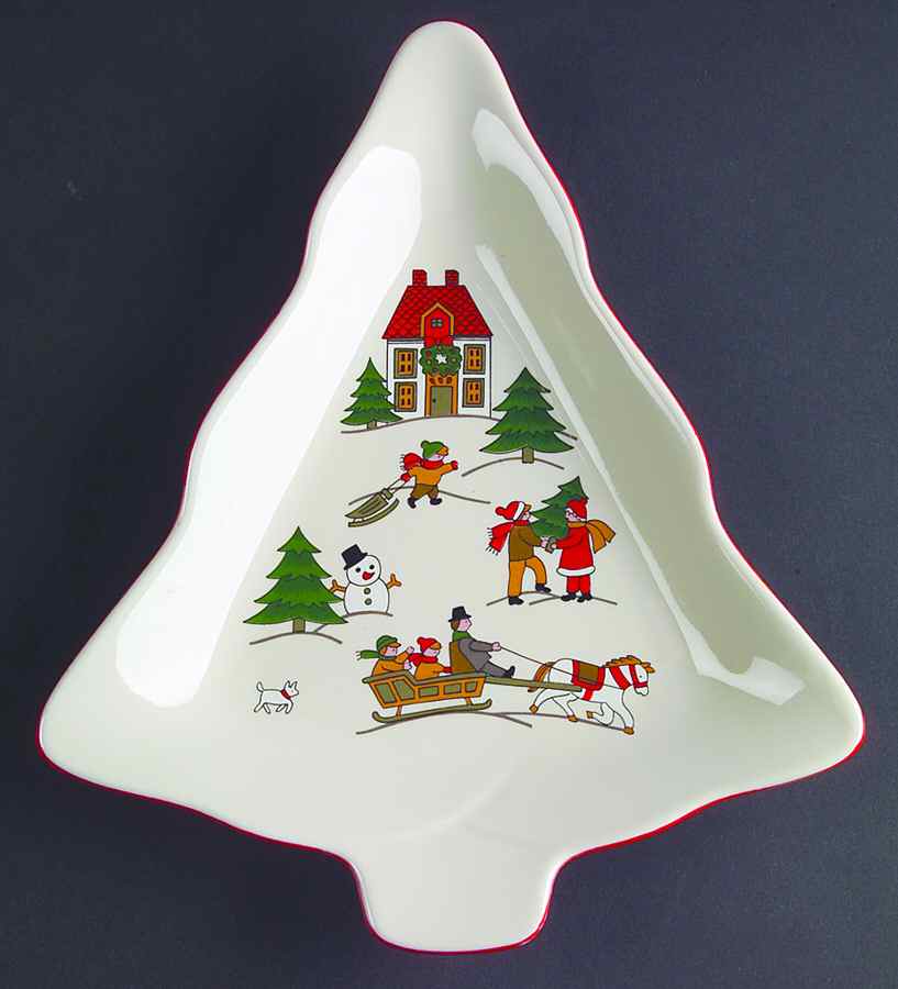 The Joy of Christmas (Smooth, Red Trim) Small Tree Shaped Dish by Jamestown-1