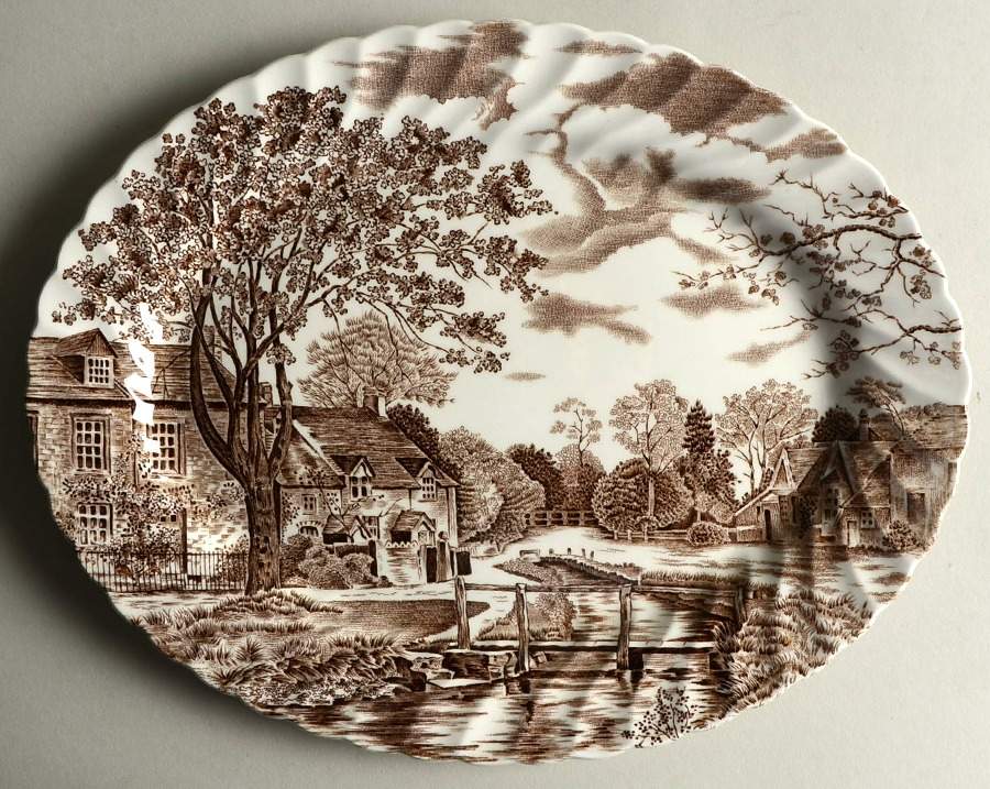 Cotswold Brown 12" Oval Serving Platter by Johnson Brothers-1