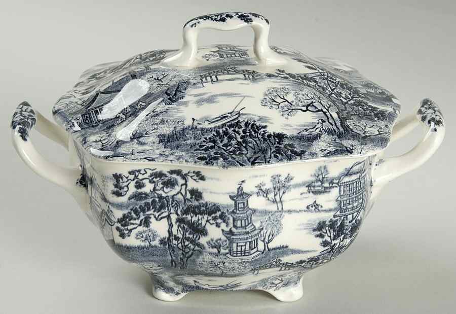 Enchanted Garden Blue Sugar Bowl & Lid by Johnson Brothers-1