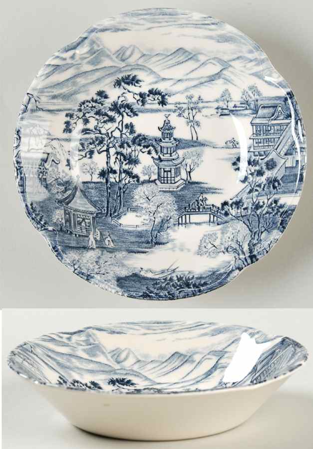 Enchanted Garden Blue Fruit/Dessert (Sauce) Bowl by Johnson Brothers-1